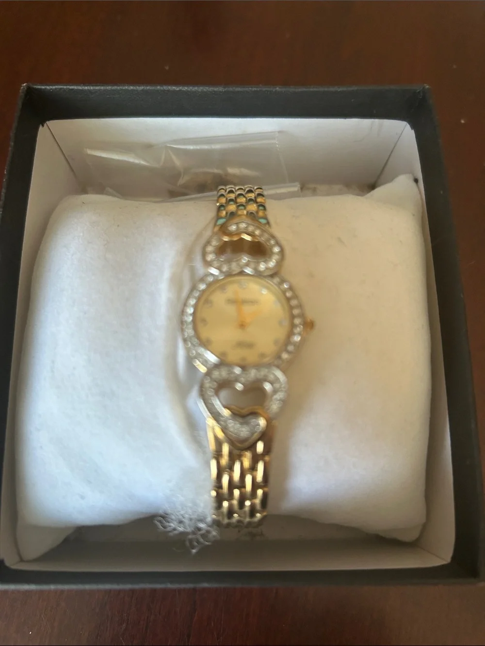 Armitron Now Gold Tone Rhinestone Heart Link Dress Watch + Extra Links